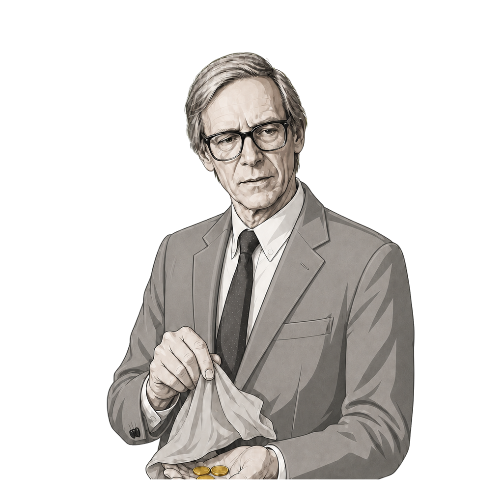 John Rawls arranges covered tokens behind a neutral screen with one muted-gold edge.